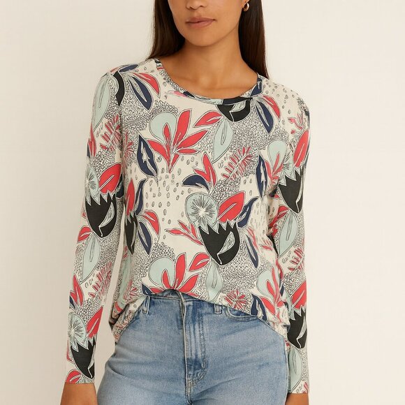 Stateside Supima Cotton Long Sleeve T Shirt-Multicolor Print-Made in USA Medium - Picture 1 of 5